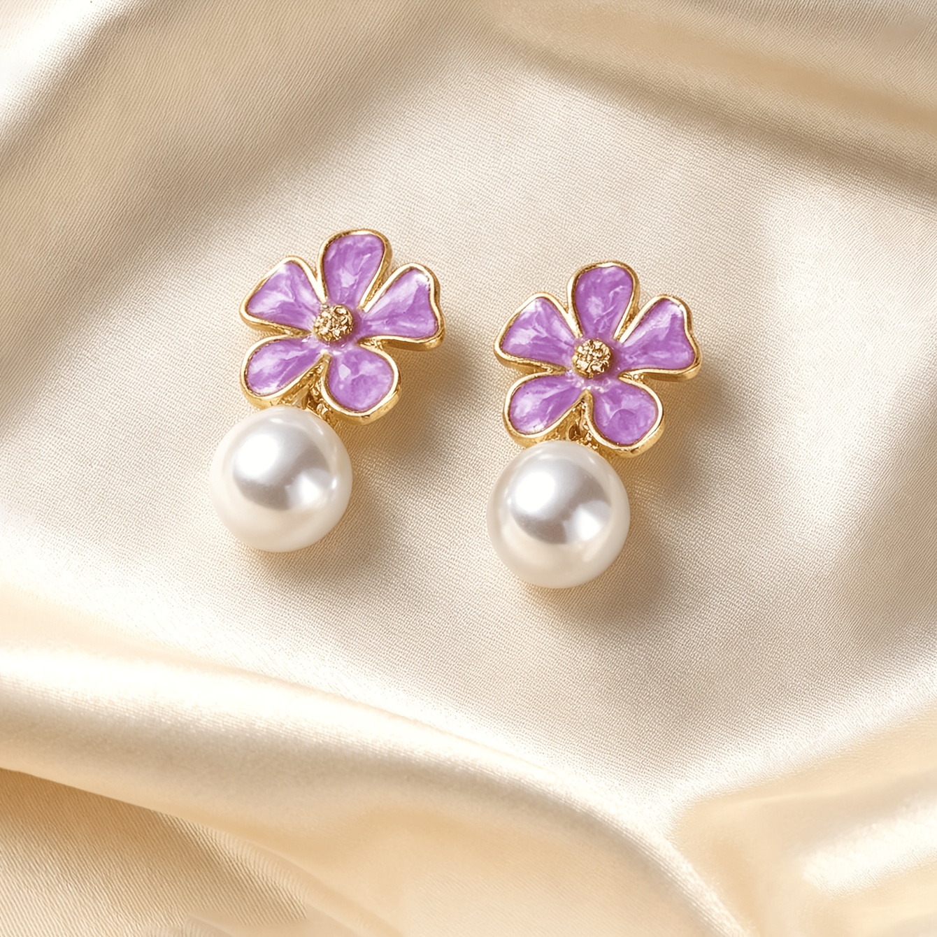 3 Pairs Vintage Floral Imitation Pearl Earrings Set, Gift for Her